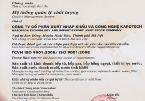Sản phẩm của Karotech đạt chứng nhận tiêu chuẩn ISO 9001:2008